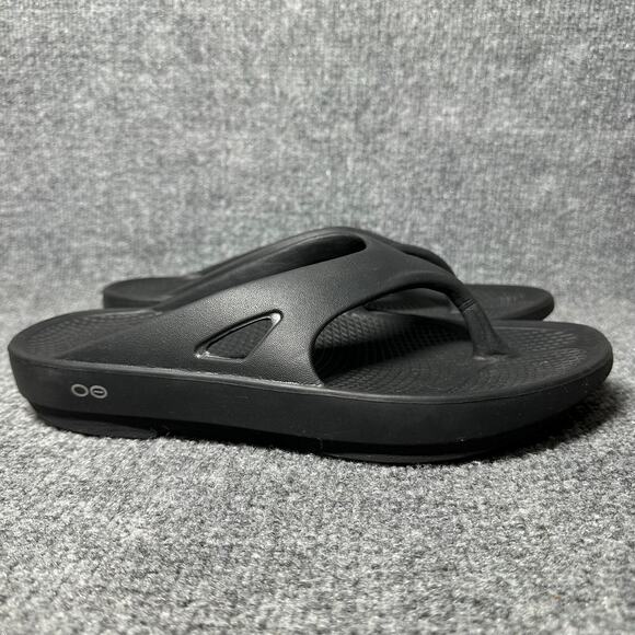 OOFOS OOriginal Flip Flop Unisex US M9/W11 Black Slip On Thong Recovery Sandals - Picture 1 of 9